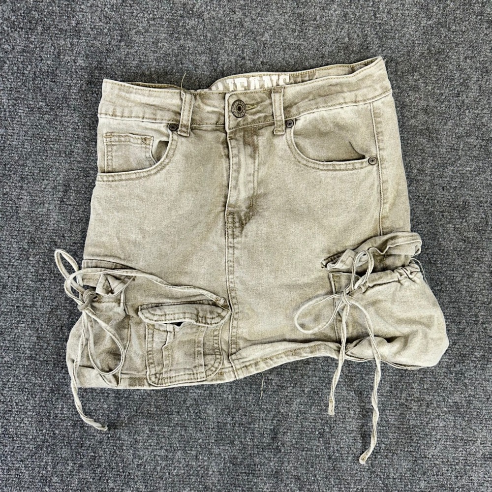 VIP Jeans Khaki Tan Cargo Mini Skirt Y2K Gorpcore Utilitarian Size S 7-60950KC